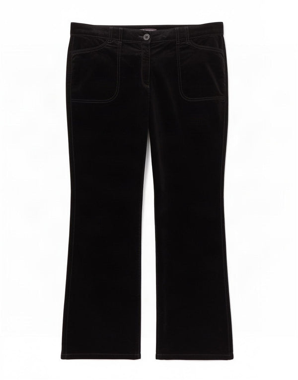 Marks & Spencer Womens Bootcut Velvet Trousers UK 16 Large W34 L30 Black