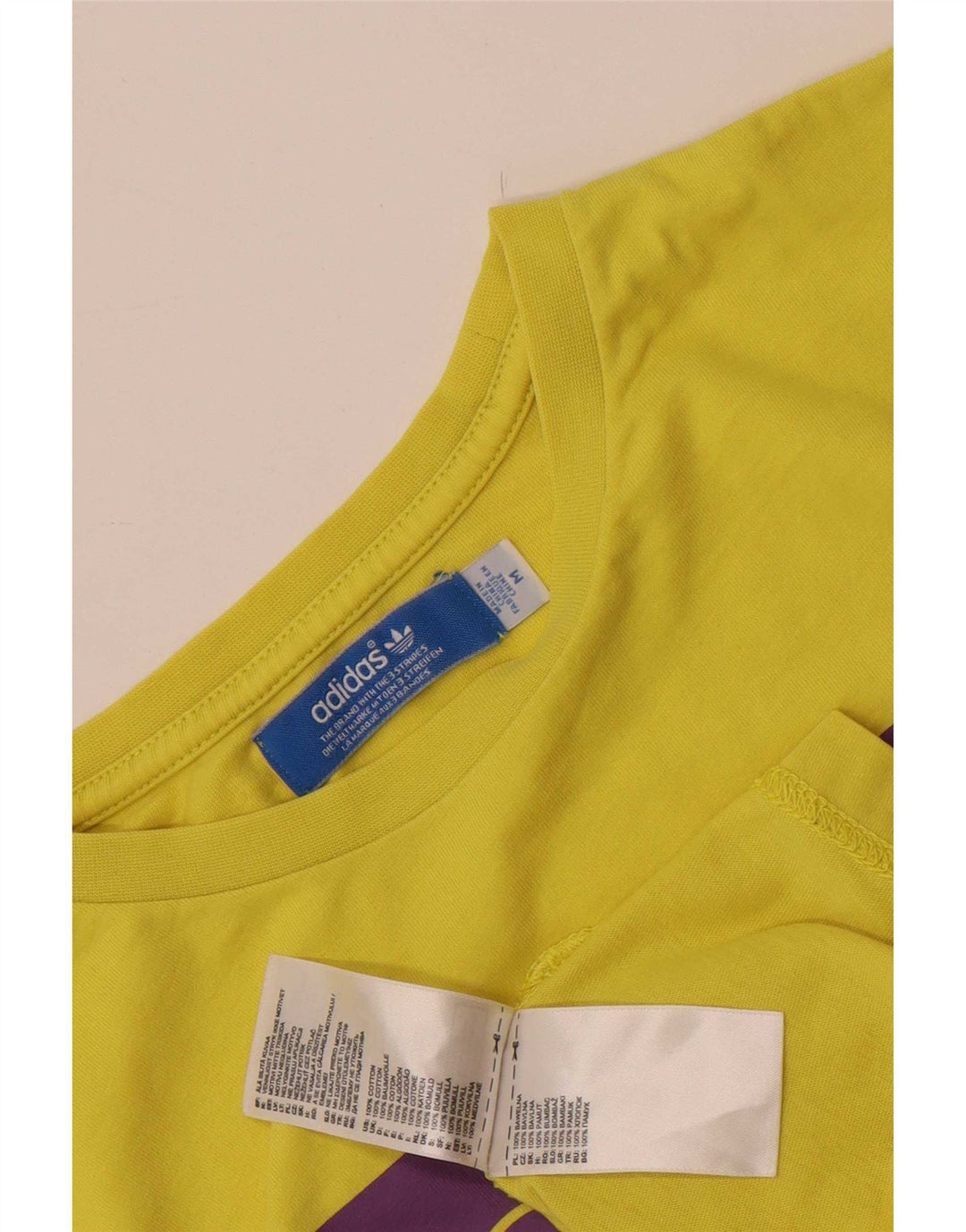 Adidas Mens Graphic T-Shirt Top Medium Yellow Cotton