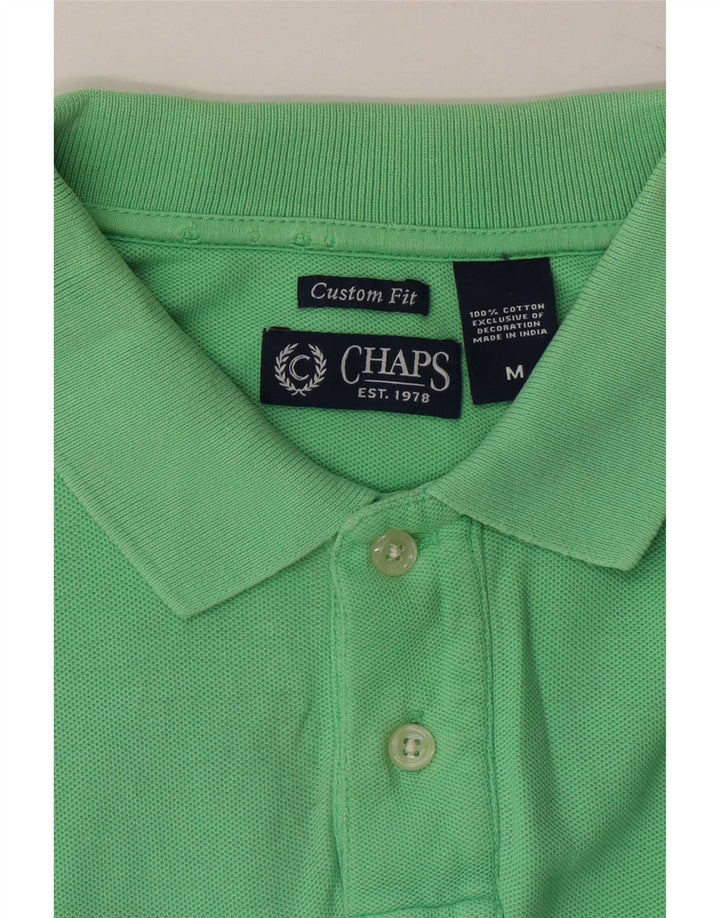 Chaps Mens Custom Fit Polo Shirt Medium Green Cotton