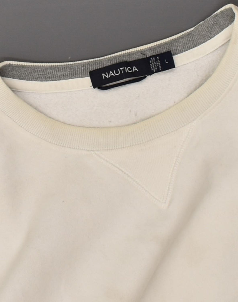 NAUTICA Mens Sweatshirt Jumper Large White Cotton | Vintage Nautica | Thrift | Second-Hand Nautica | Used Clothing | Messina Hembry 