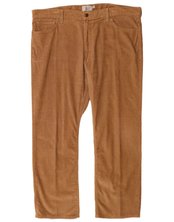 MARKS & SPENCER Mens Straight Corduroy Trousers W40 L29 Beige Cotton