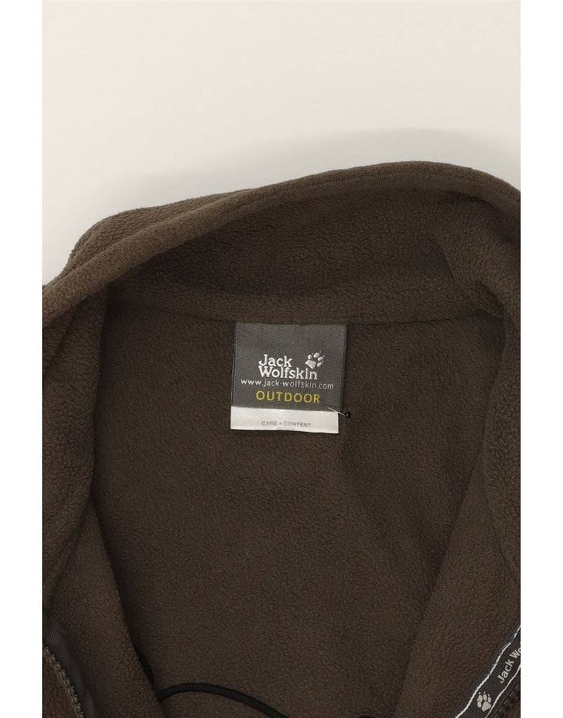 JACK WOLFSKIN Mens Graphic Fleece Jacket UK 36/38 Medium Brown Polyester Vintage Jack Wolfskin and Second-Hand Jack Wolfskin from Messina Hembry 
