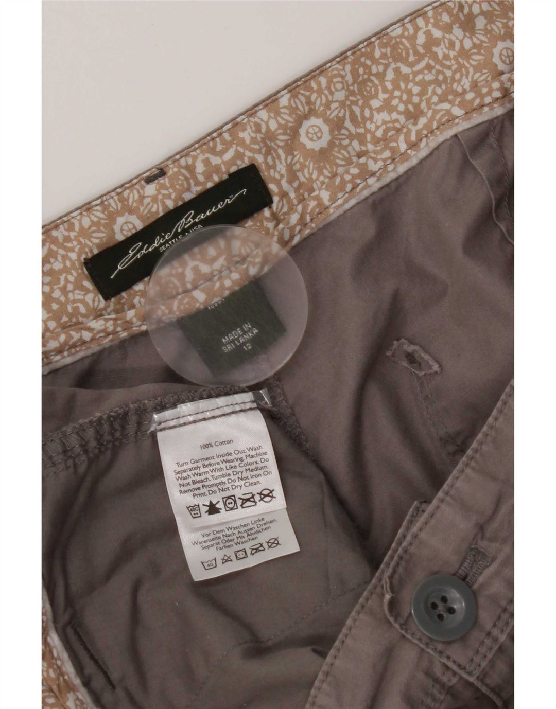 Eddie Bauer Womens Chino Shorts US 12 Large W34  Grey Cotton