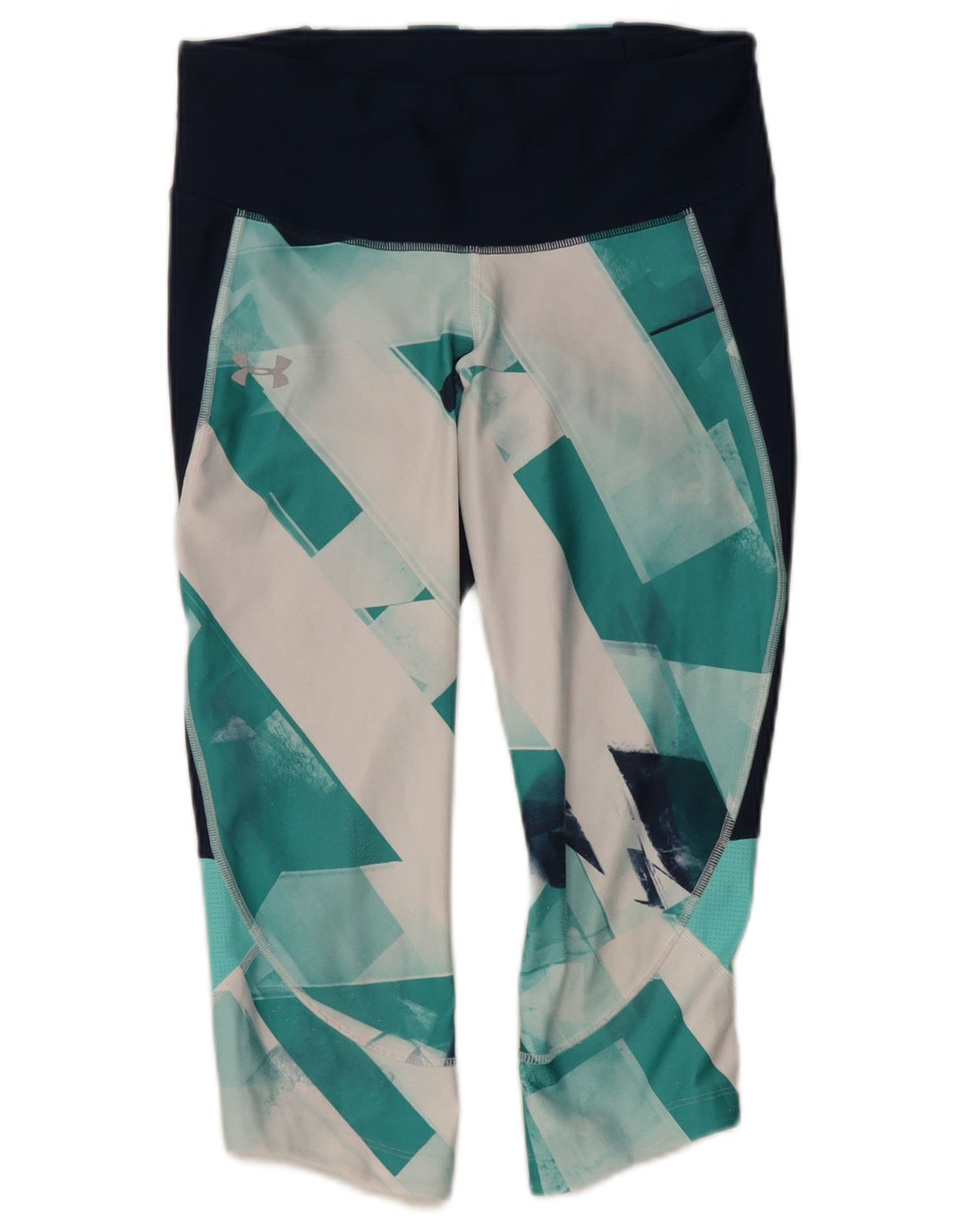 Under Armour Womens Compression Leggings UK 12 Medium Turquoise Geometric