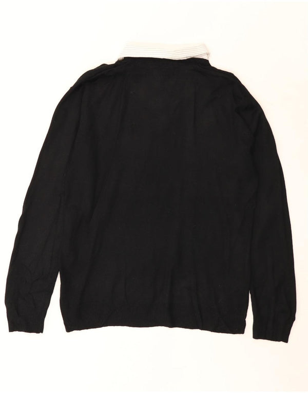 Pierre Cardin Mens Polo Neck Jumper Sweater Medium Black Acrylic