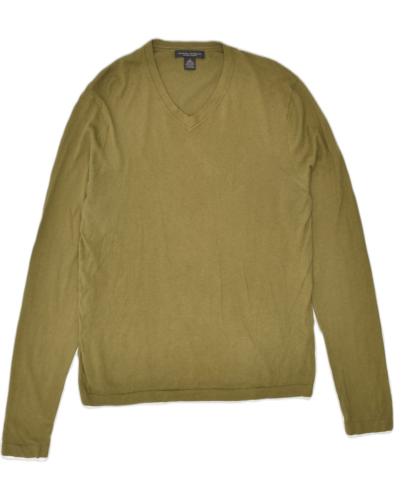 BANANA REPUBLIC Mens V-Neck Jumper Sweater Small Khaki Cotton | Vintage Banana Republic | Thrift | Second-Hand Banana Republic | Used Clothing | Messina Hembry 