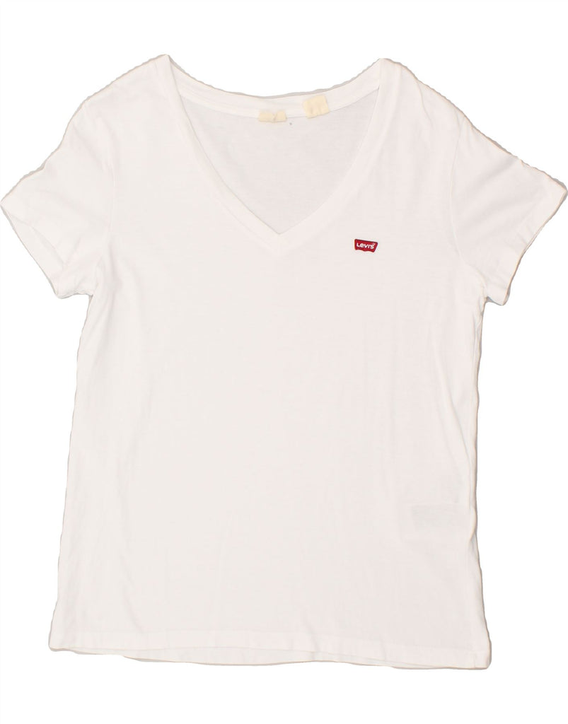 LEVI'S Womens T-Shirt Top UK 14 Medium White Cotton Vintage Levi's and Second-Hand Levi's from Messina Hembry 