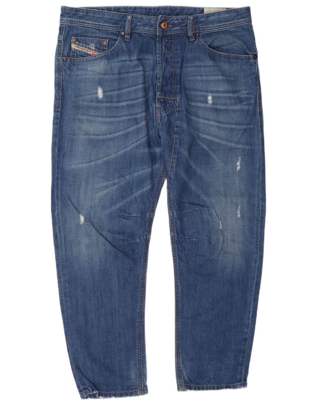 Diesel Mens Distressed Slim Jeans W34 L26 Blue Cotton