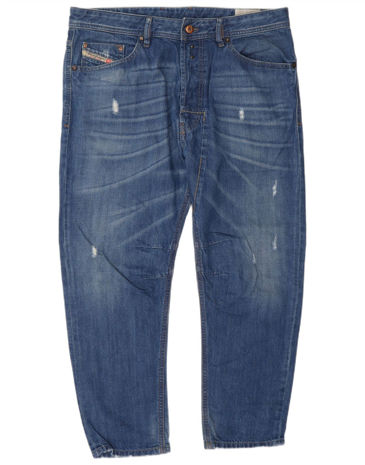Diesel Mens Distressed Slim Jeans W34 L26 Blue Cotton