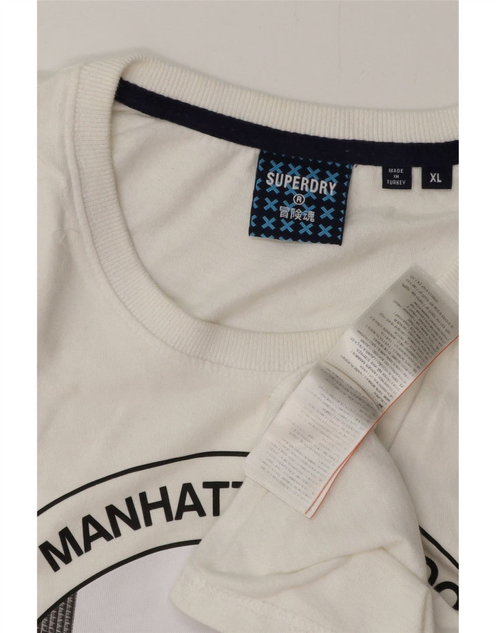 SUPERDRY Womens Graphic T-Shirt Top UK 18 XL White Cotton