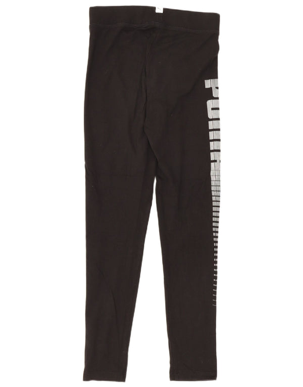 Puma Girls Graphic Leggings 13-14 Years Black Cotton