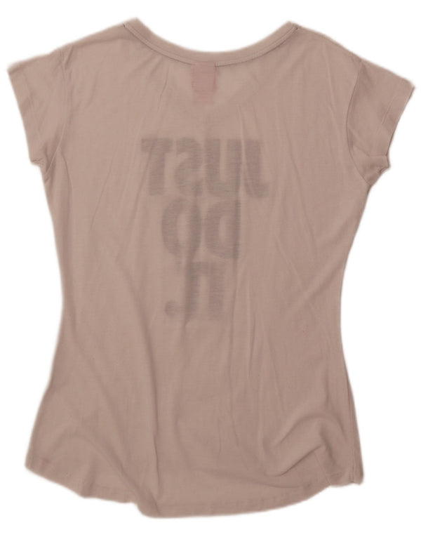 Nike Womens Graphic T-Shirt Top UK 14 Medium Off White