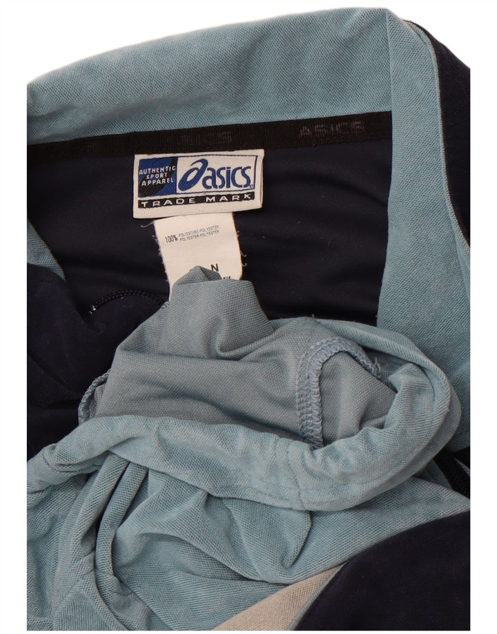 ASICS Mens Tracksuit Top Jacket Large Blue Colourblock Polyester Sports