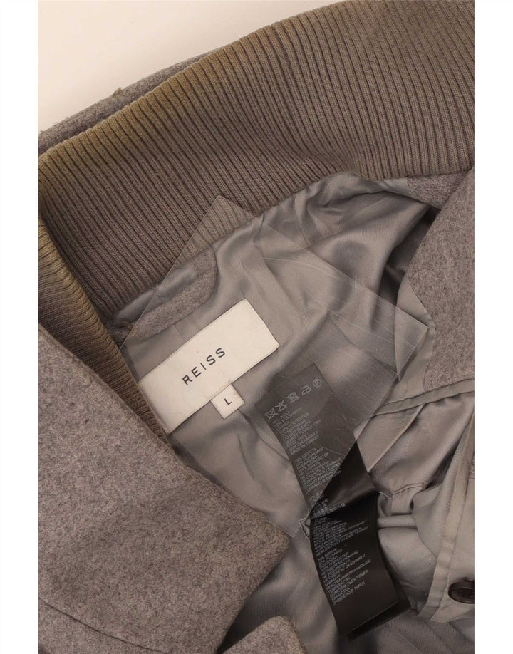Reiss Mens Overcoat UK 40 Large Grey Wool