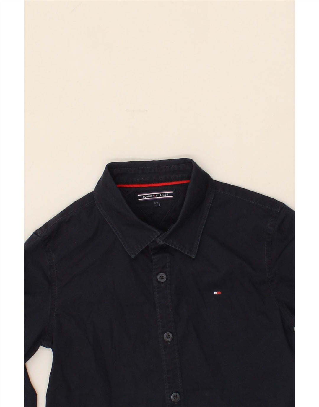 TOMMY HILFIGER Boys Shirt 6-7 Years Navy Blue Cotton Vintage Tommy Hilfiger and Second-Hand Tommy Hilfiger from Messina Hembry 