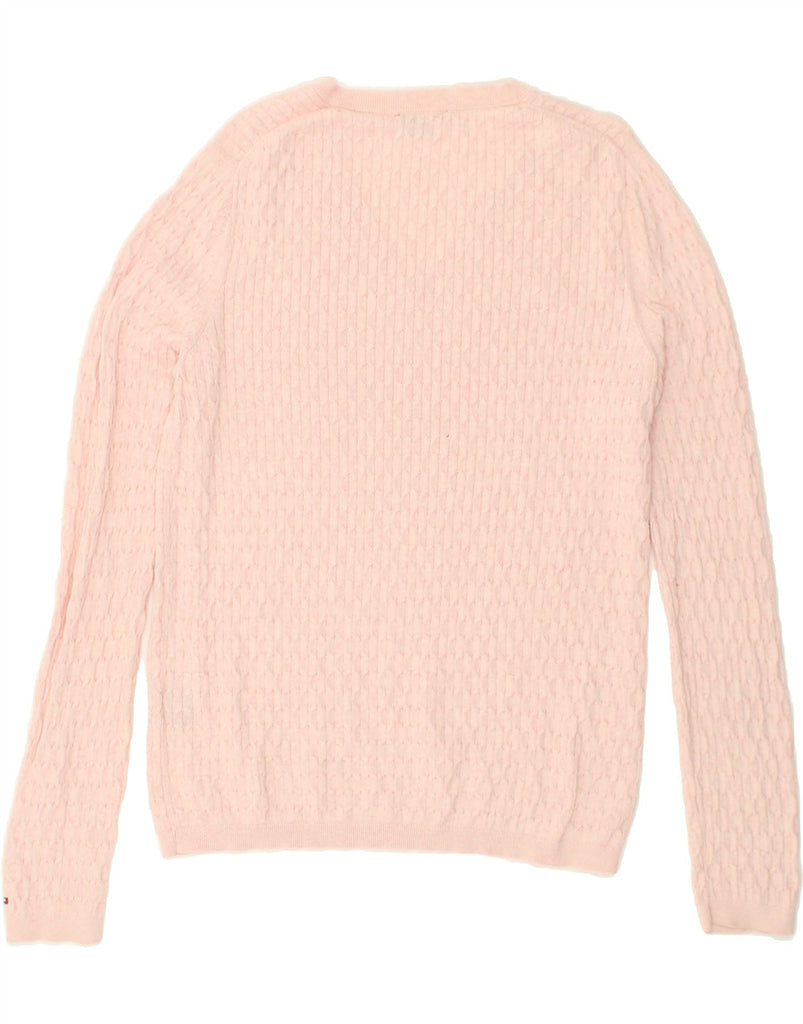 TOMMY HILFIGER Womens V-Neck Jumper Sweater UK 18 XL Pink Cotton | Vintage Tommy Hilfiger | Thrift | Second-Hand Tommy Hilfiger | Used Clothing | Messina Hembry 