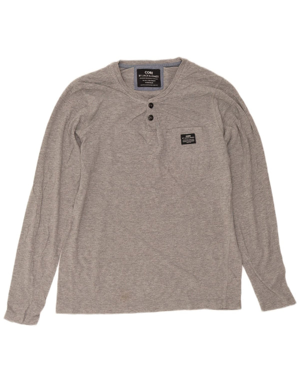 Jack & Jones Mens Top Long Sleeve Large Grey Flecked Cotton