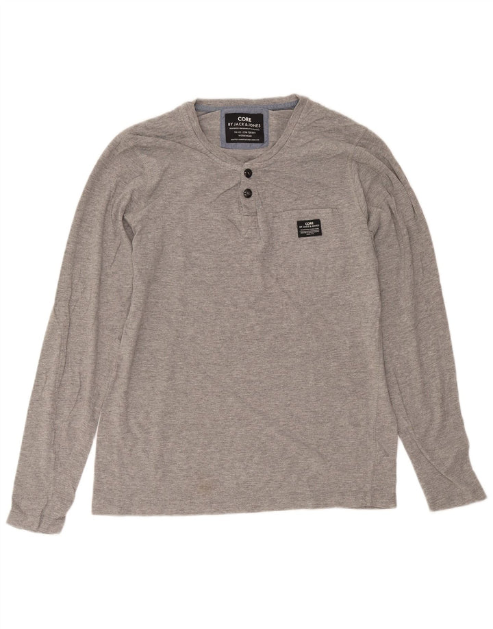 Jack & Jones Mens Top Long Sleeve Large Grey Flecked Cotton