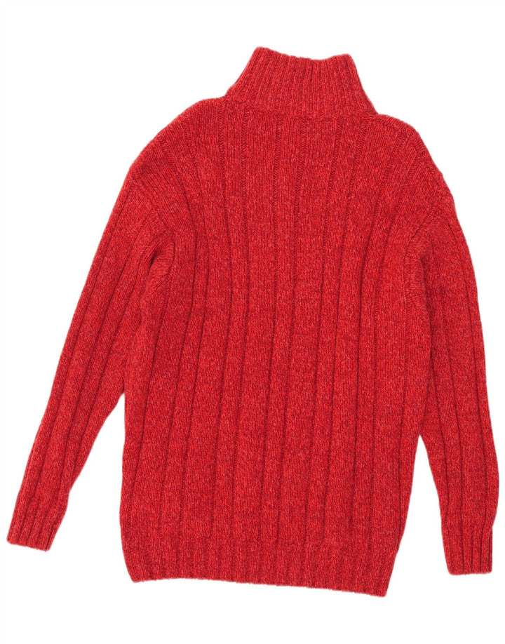 Vintage Mens Zip Neck Jumper Sweater Large Red Wool