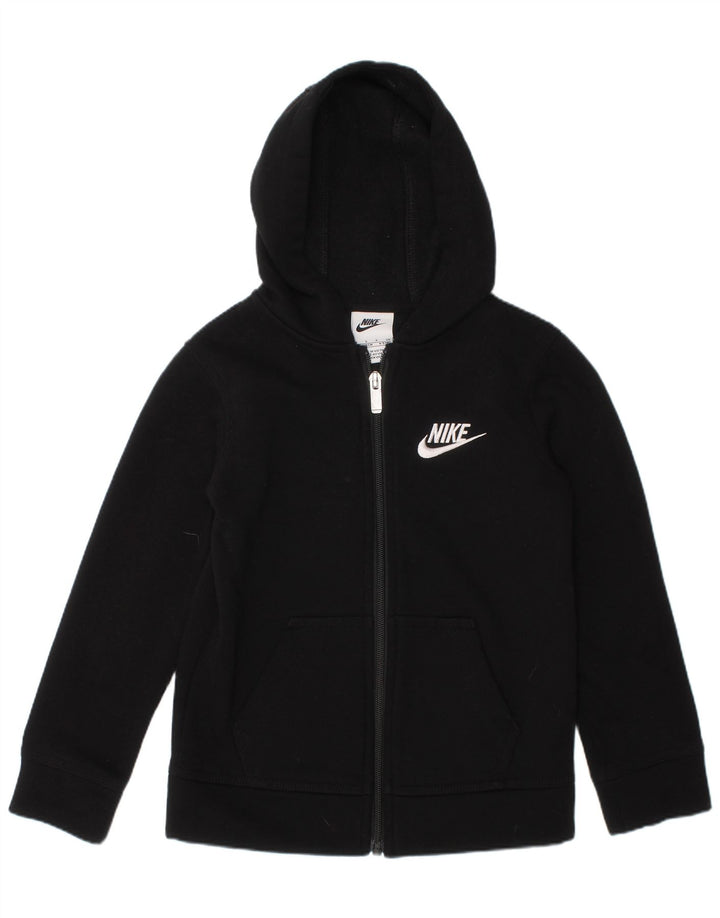 NIKE Boys Zip Hoodie Sweater 4-5 Years Small  Black Cotton