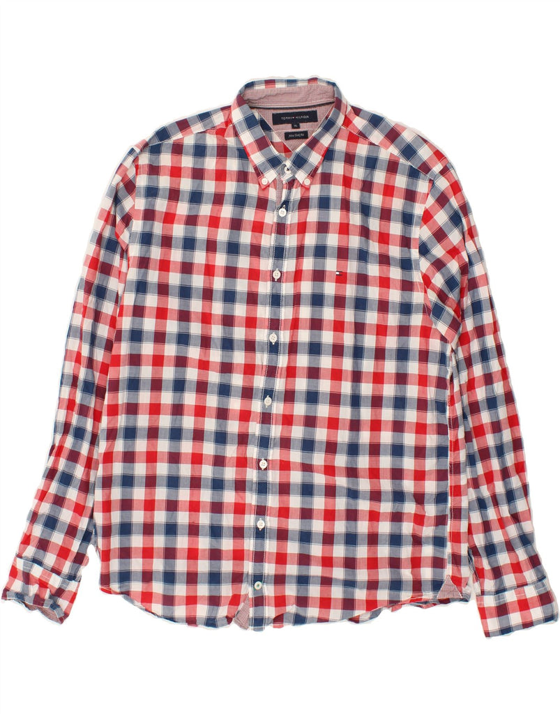 TOMMY HILFIGER Mens New York Fit Shirt XL Red Check Cotton Vintage Tommy Hilfiger and Second-Hand Tommy Hilfiger from Messina Hembry 