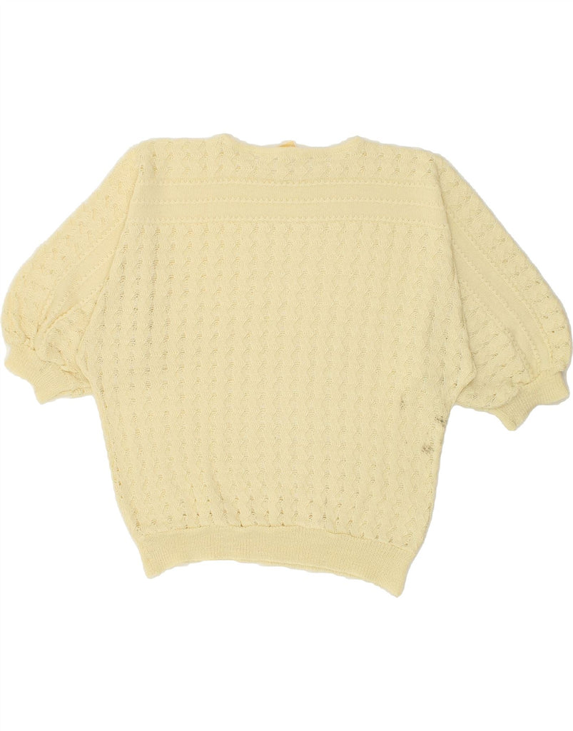 VINTAGE Womens 3/4 Sleeve Crew Neck Jumper Sweater UK 16 Large Yellow | Vintage Vintage | Thrift | Second-Hand Vintage | Used Clothing | Messina Hembry 