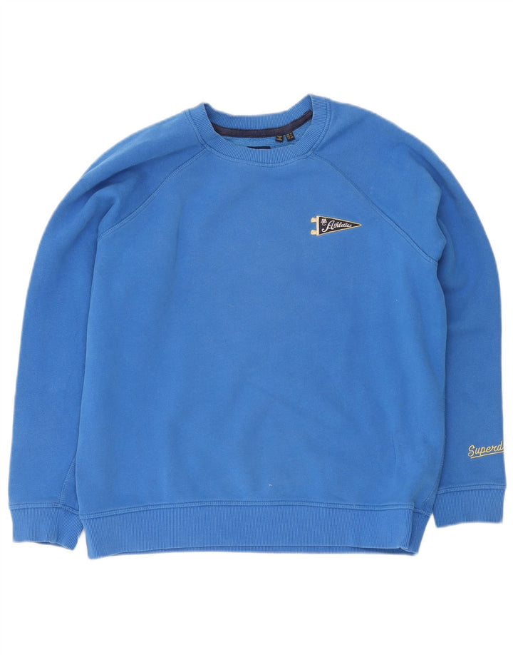 Superdry Womens Oversized Sweatshirt Jumper UK 12 Medium Blue Cotton