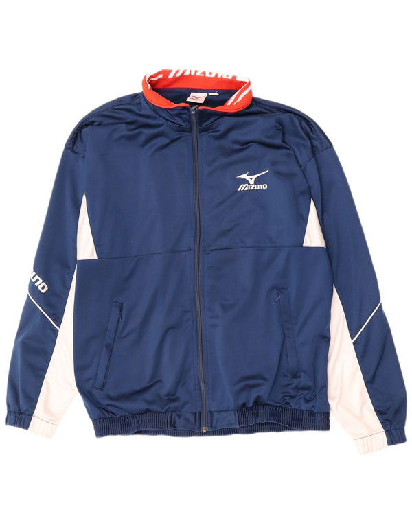Mizuna Mens Graphic Tracksuit Top Jacket Large Navy Blue Colourblock Sports
