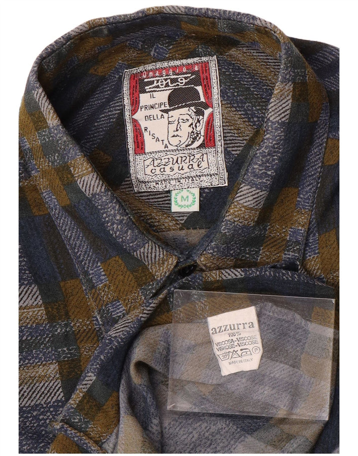AZZURRA Mens Flannel Shirt Medium Multicoloured Check Viscose