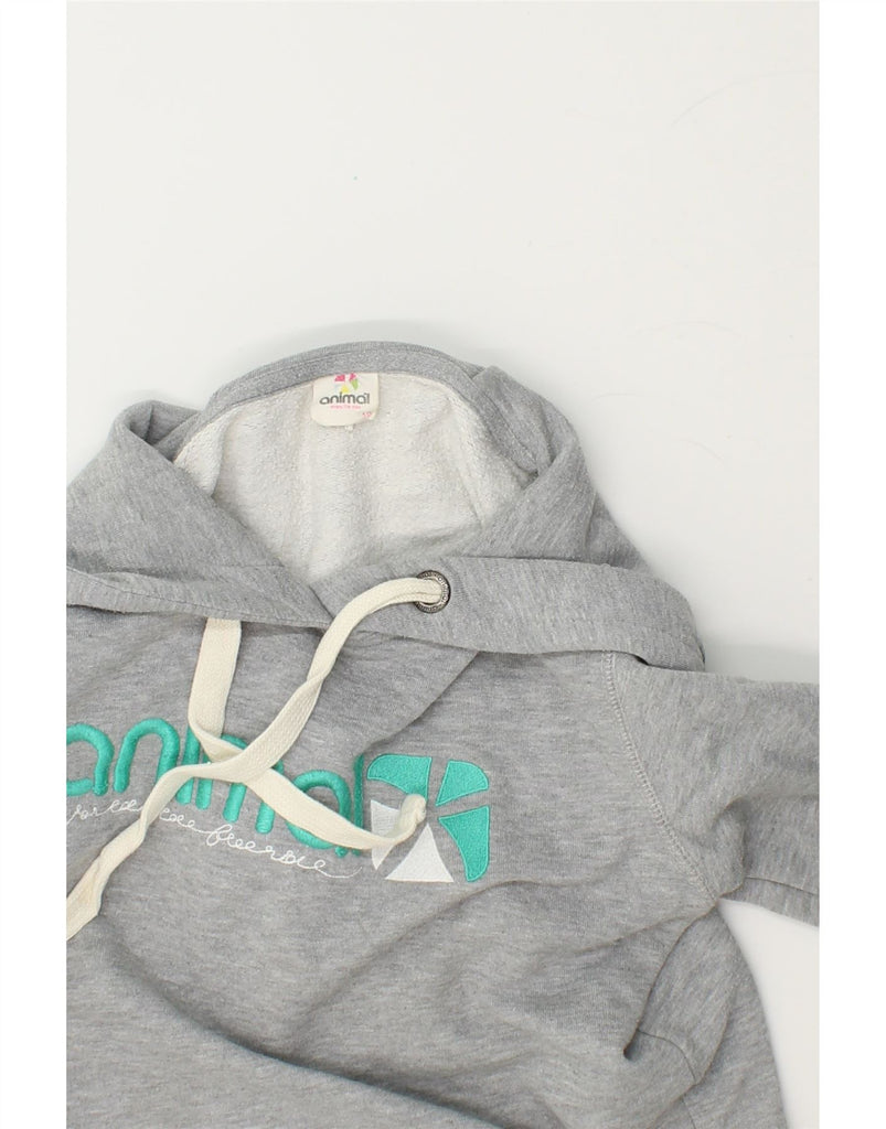 ANIMAL Girls Graphic Hoodie Jumper 9-10 Years Grey Cotton Vintage Animal and Second-Hand Animal from Messina Hembry 