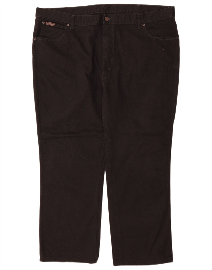 Wrangler Mens Texas Straight Jeans W46 L30 Black Cotton