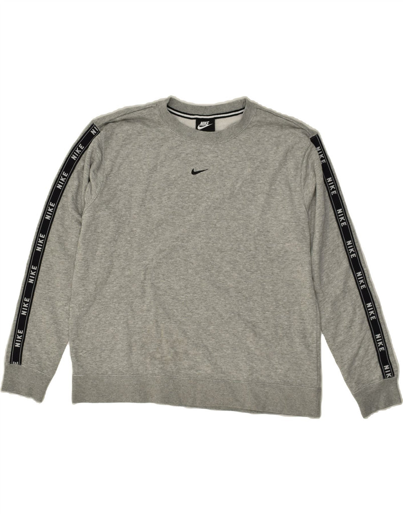 NIKE Womens Graphic Sweatshirt Jumper UK 14 Medium Grey Cotton | Vintage Nike | Thrift | Second-Hand Nike | Used Clothing | Messina Hembry 