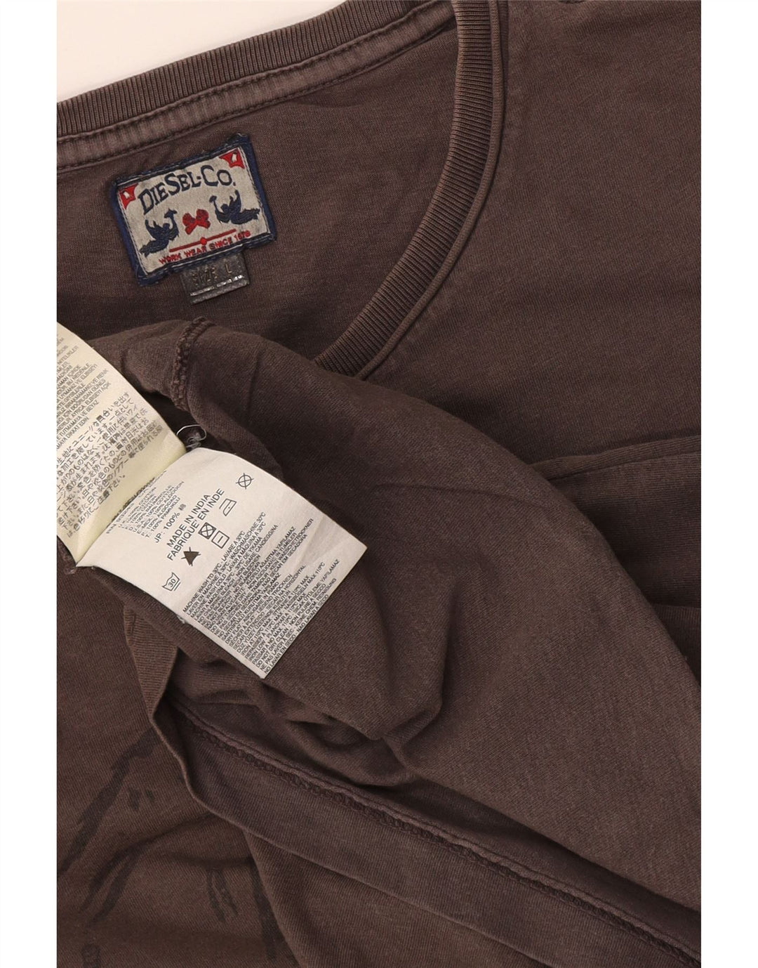 Diesel Mens Graphic T-Shirt Top Large Grey Cotton