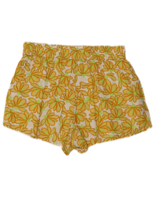Zara Womens High Rise Hot Pants XS W26 Yellow Floral Cotton