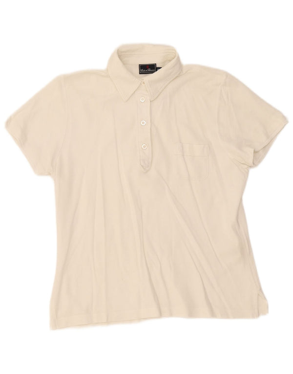 Conte of Florence Womens Polo Shirt UK 18 XL Off White Cotton