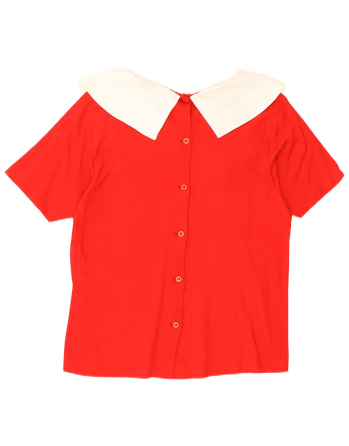 Benetton Womens Blouse Top UK 14 Medium Red Colourblock