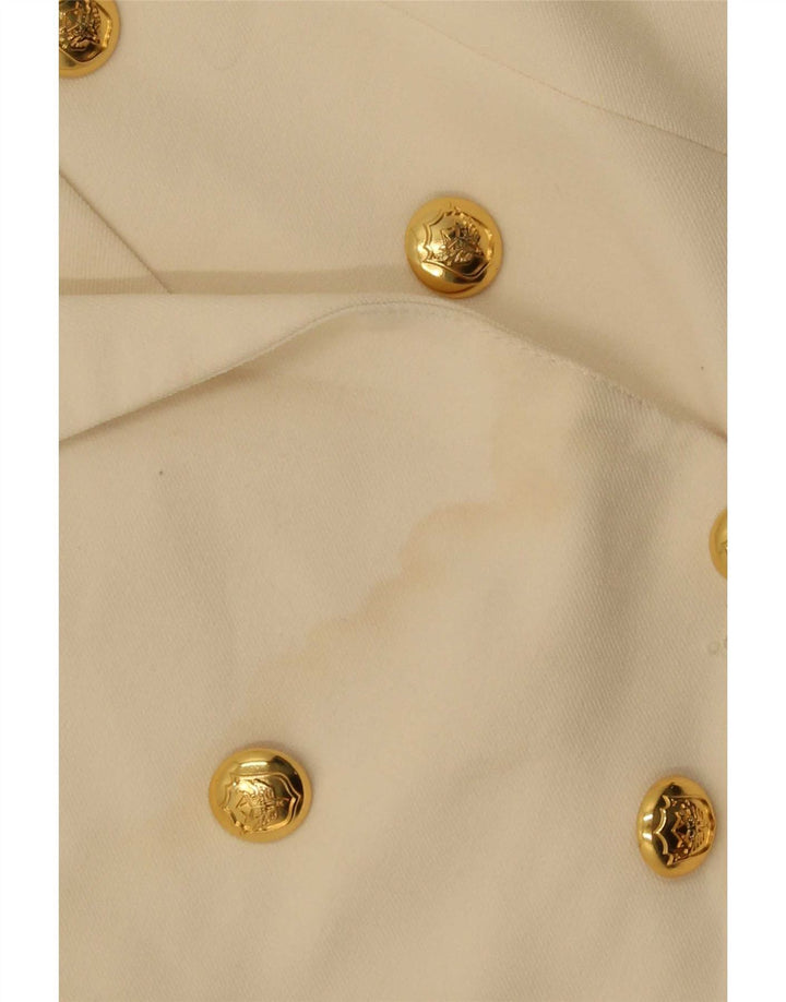 Zara Womens Double Breasted Blazer Jacket UK 14 XL Off White Polyester