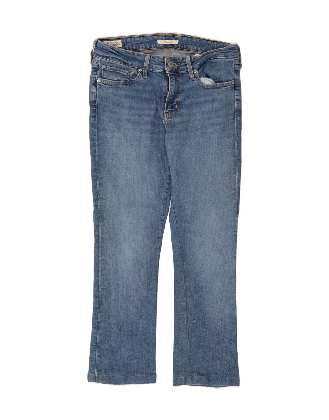 LEVI'S Womens 715 Crop Bootcut Jeans W28 L25 Blue Cotton Vintage Levi's and Second-Hand Levi's from Messina Hembry 