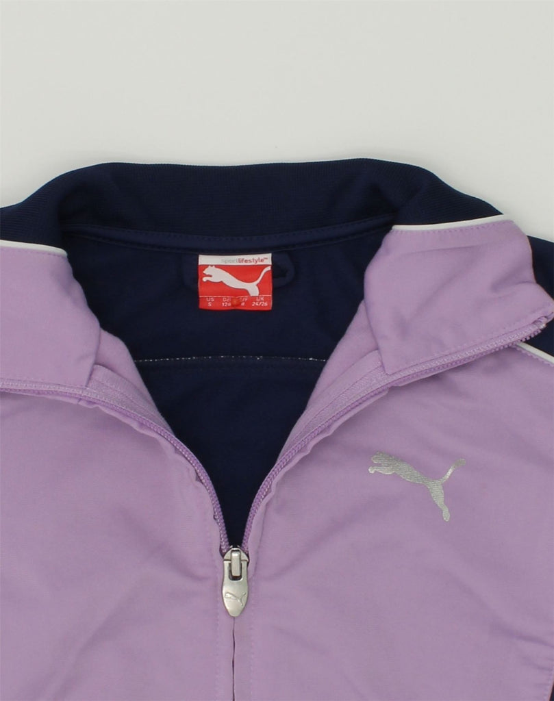 PUMA Girls Tracksuit Top Jacket 7-8 Years Small Navy Blue Colourblock | Vintage Puma | Thrift | Second-Hand Puma | Used Clothing | Messina Hembry 