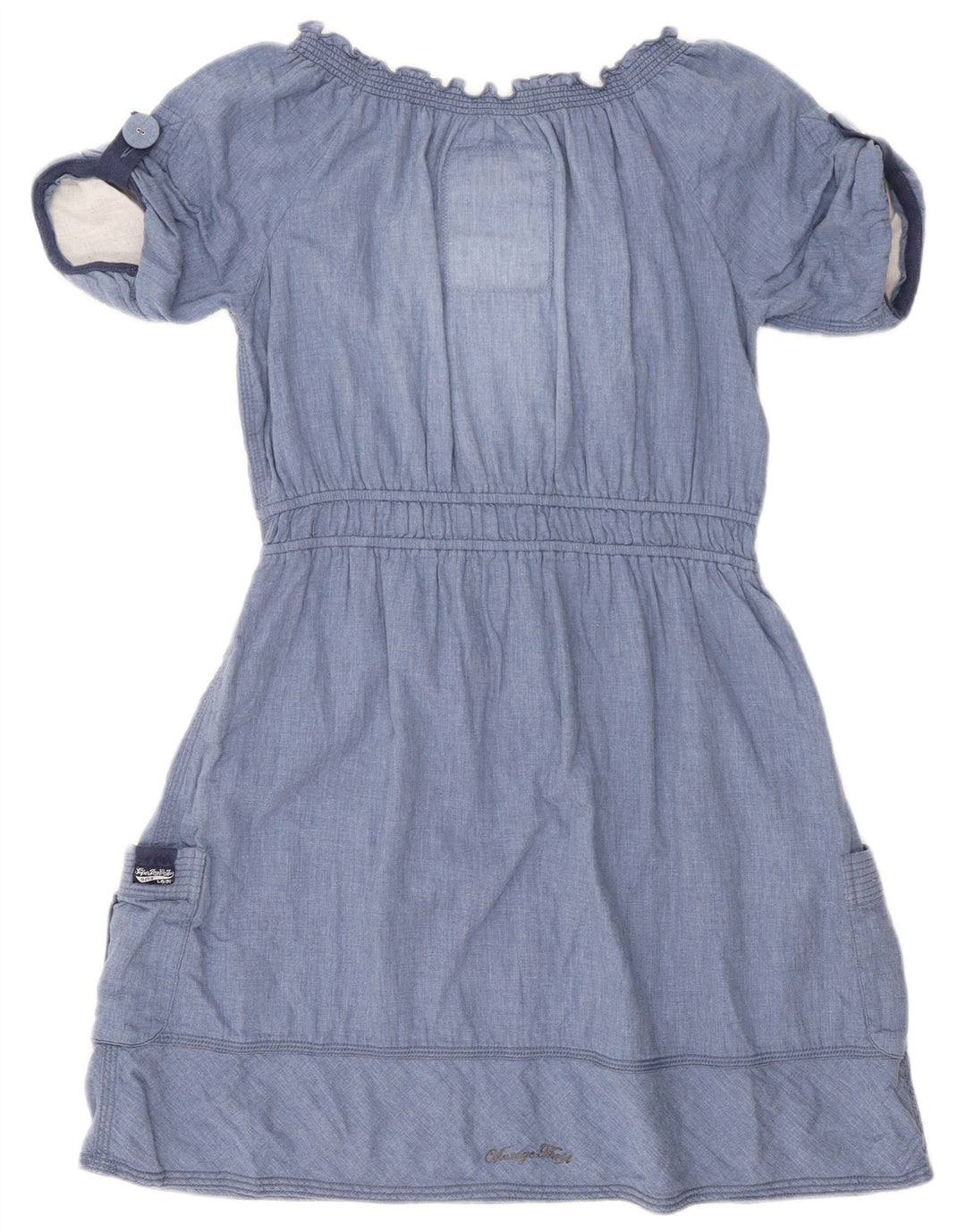 Superdry Womens A-Line Dress UK 14 Medium Blue Cotton