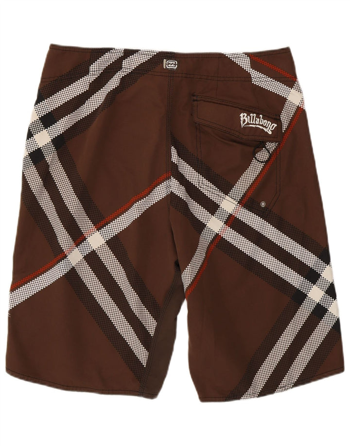 Billabong Mens Graphic Swimming Shorts Large  Brown Plaid Polyester