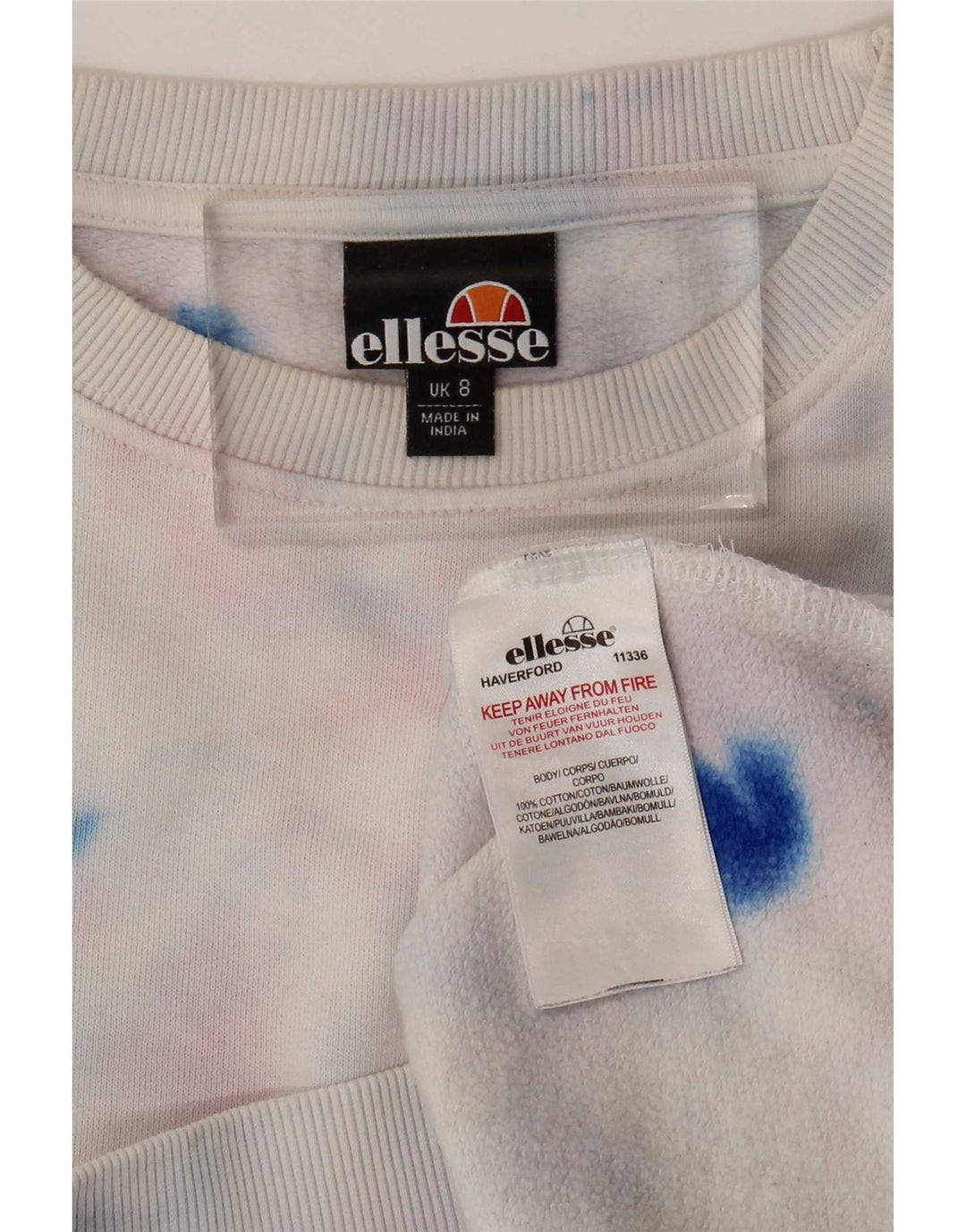 Ellesse Womens Oversized Sweatshirt Jumper UK 8 Small Multicoloured Tie Dye