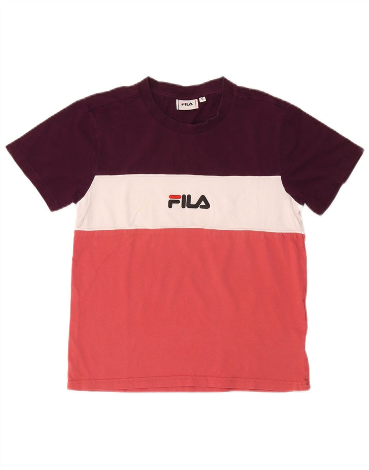 FILA Womens Graphic T-Shirt Top UK 10 Small Multicoloured Colourblock