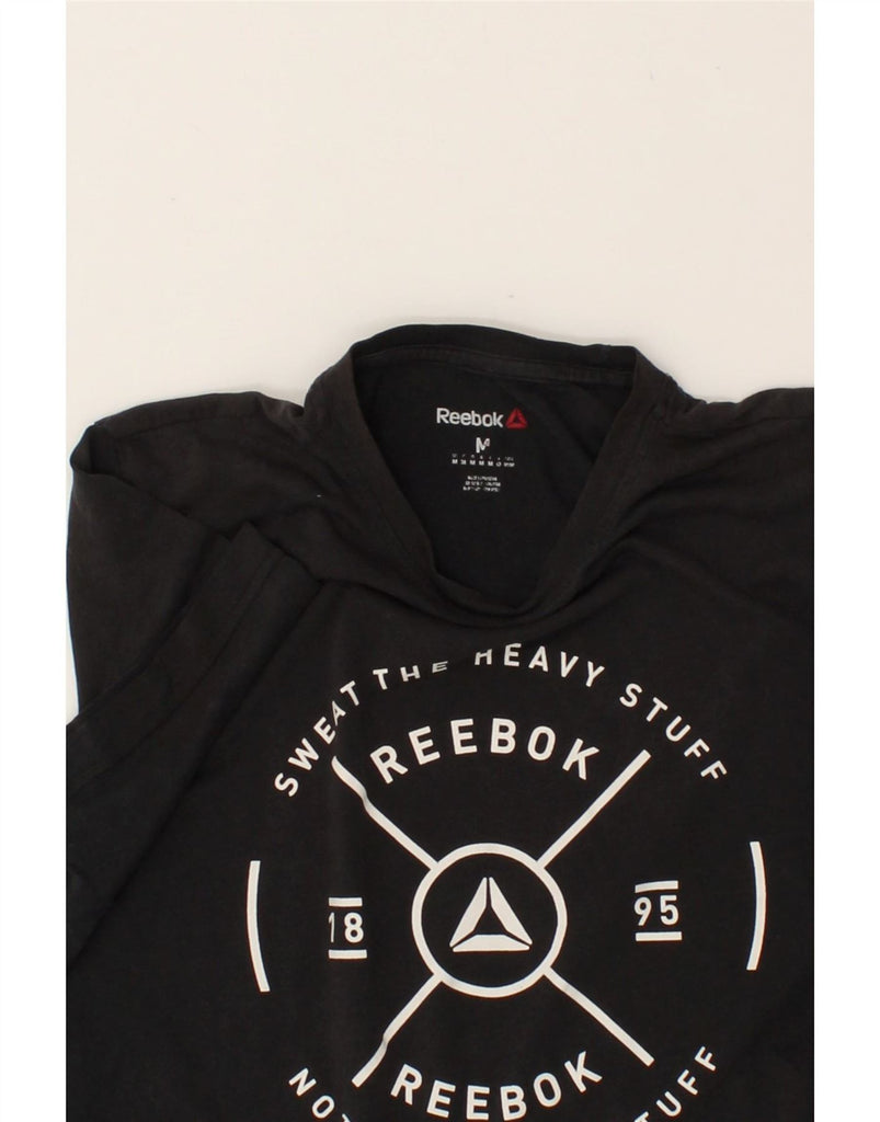 REEBOK Mens Graphic T-Shirt Top Medium Black Cotton Vintage Reebok and Second-Hand Reebok from Messina Hembry 