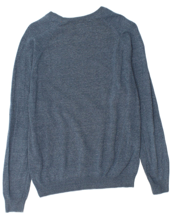 Superdry Womens Boat Neck Jumper Sweater UK 14 Medium Blue Cotton