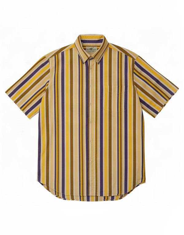 Henry s Mens Short Sleeve Shirt Size 39 15 1/2 Medium Multicoloured Striped
