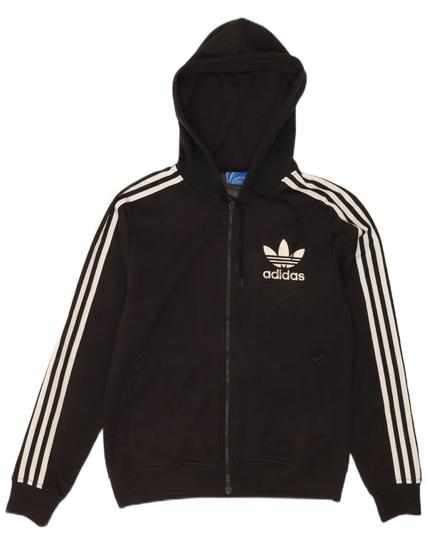 Adidas Mens Zip Hoodie Sweater Small Black Polyester