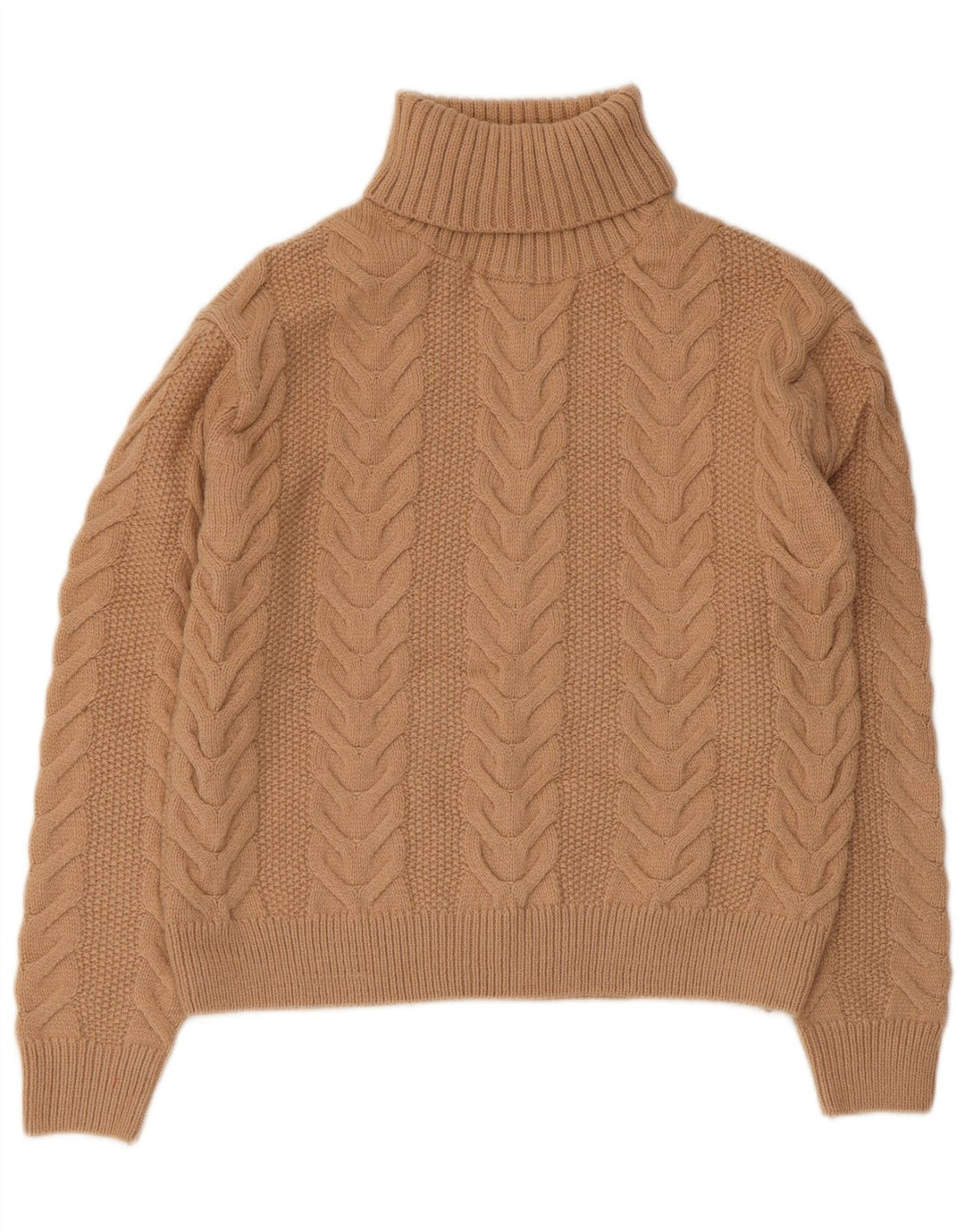 MARKS & SPENCER Womens Roll Neck Jumper Sweater UK 10 Small Brown