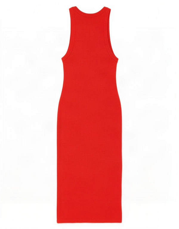 Zara Womens Sleeveless Bodycon Dress UK 12 Medium Red Cotton