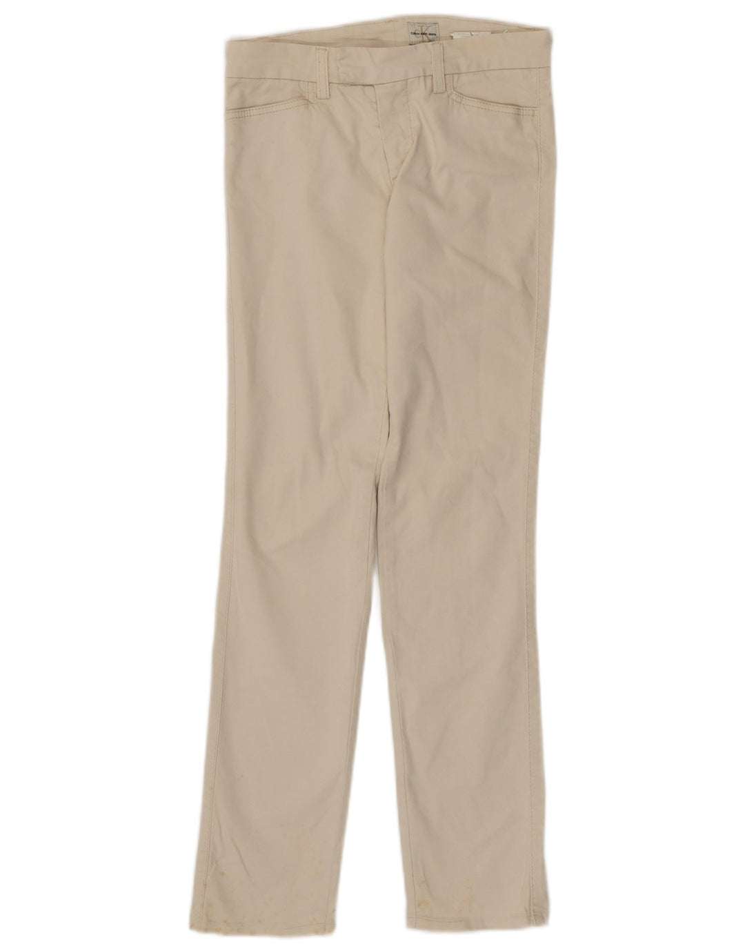 CALVIN KLEIN Womens Straight Casual Trousers W27 L30 Off White Cotton